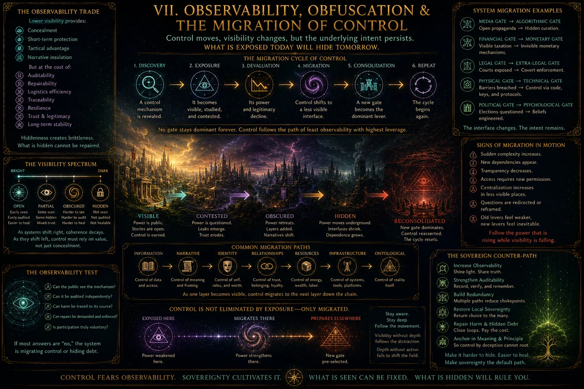 Observability, Obfuscation, And Migration Of Control